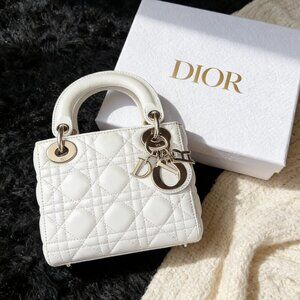 Mini Lady Dior Bag White Cannage Lambskin